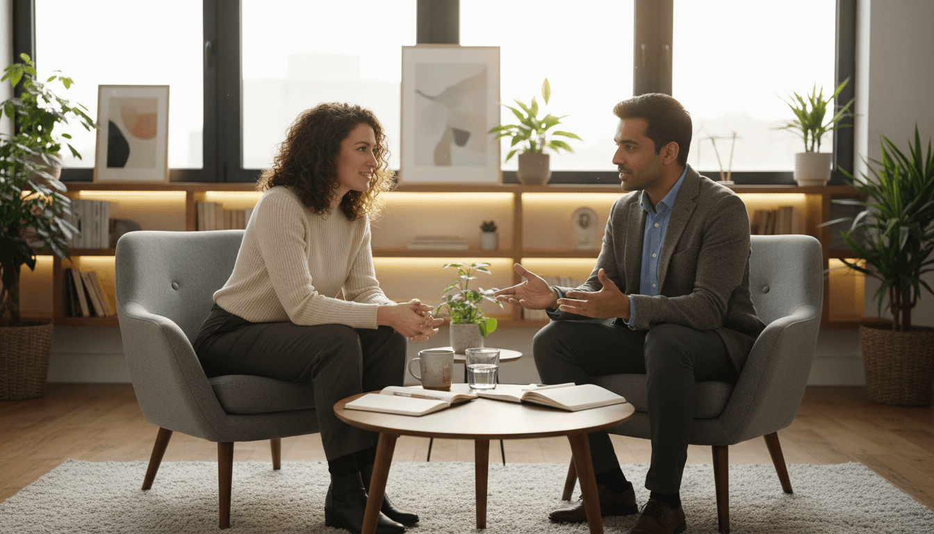 Leadership coach in professional office environment